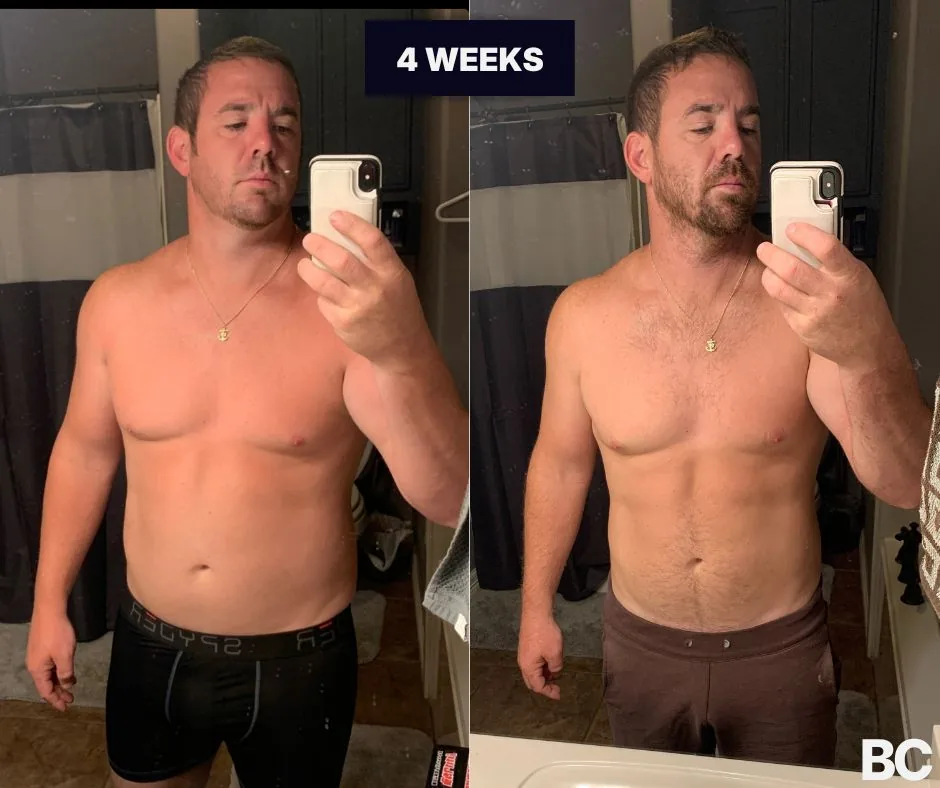 Founder client before-and-after: early fat loss and a tighter waist in just 4 weeks