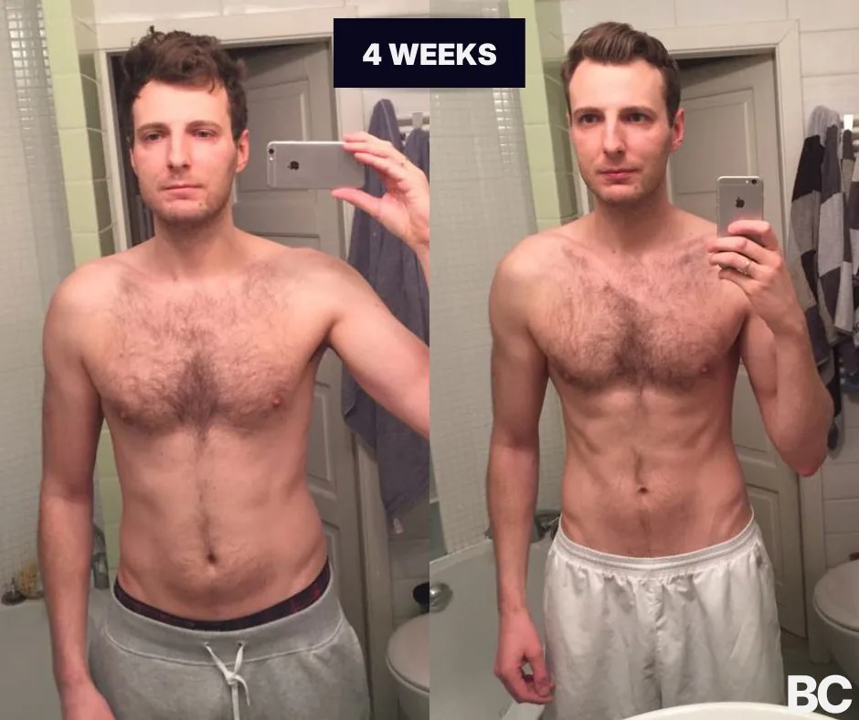 Founder client before-and-after: leaner and more defined in just 4 weeks
